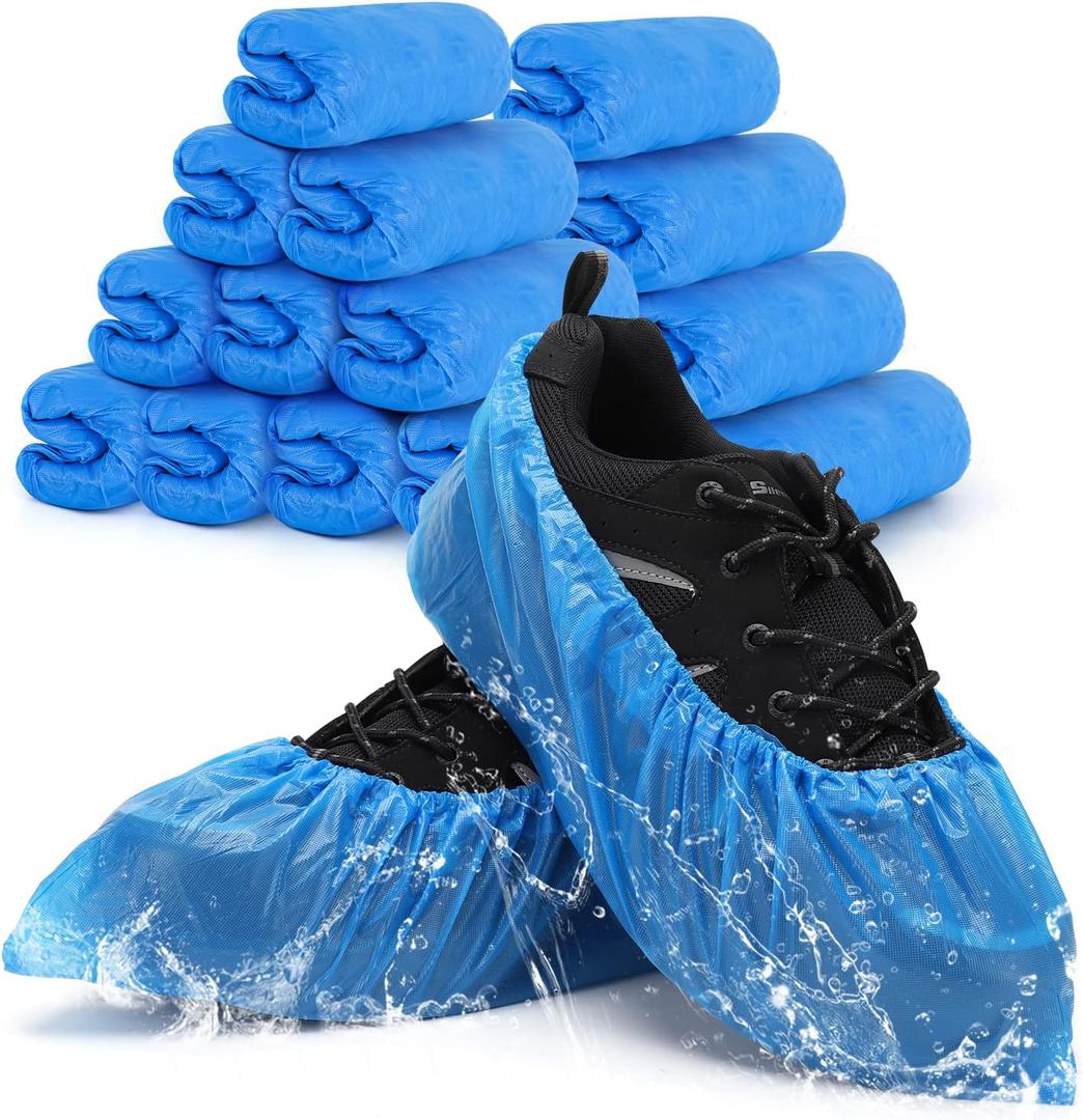 Shoe Covers Disposable Non Slip for Indoors Pack of 200 (100 pairs) Recyclable Shoe Booties Waterproof Shoe & Boot Covers Durable Shoe Protectors Covers One Size Fits Most Blue (Pack of 200)
