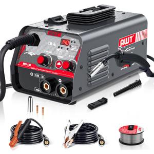 AWT MIG Welder 140Amp, Flux Core MIG Welder/Stick 2 in 1 Welding Machine, Welder Machine 110V With Synergy IGBT Inverter, Portable Gasless Welder Equipment, Small