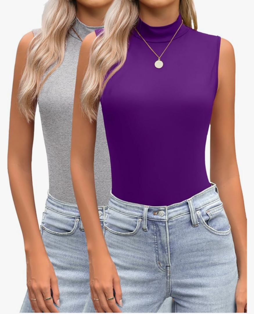Zeagoo Womens Mock Turtleneck Tank Tops 2025 Slim Fitted Sleeveless Top Stretchy Basic Casual Layer Tee Shirts, Small