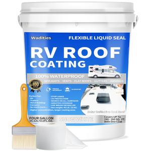 RV Roof Coating White, Wadities Waterproof Solar Reflective Sealant, Flexible RV Roof Sealant for Campers, Trailers, Motorhomes, Metal Buildings and Leak Repairs - 4 Gallon