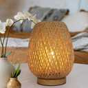 Boho Table Lamp - Small Lamps for Bedroom, Wicker lamp, Rattan Lamp, Boho Bamboo Woven Table Lamp for Bedroom Living Room Desk, 2700K T45 LED Bulb Included