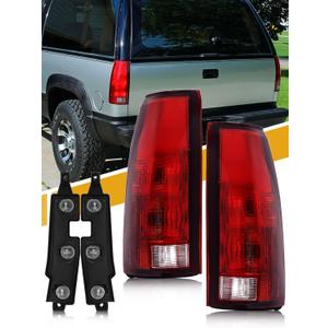 CLERYYE Tail Light Assembly Compatible with Chevrolet/ GMC C/ K Truck 1988-1998, 1995-2000 Tahoe, 1992-2000 Yukon, 1992-1999 Suburban, 1992-1994 Blazer, w/ Circuit Board, Exotic Red Pair