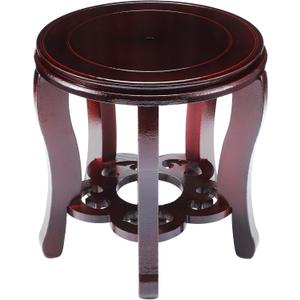 Colingmill 11 Inch Wooden Oriental Plant Stand Chinese Vase Pot Display Stand Round Asian Style Wood Tall Planter Display Fishbowl Fish Tank Traditional Base for Home Indoor Outdoor Decoration