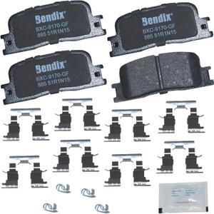 Bendix Priority1 CFC885 Ceramic Rear Brake Pads for Lexus ES300 2003-2002, ES330 2006-2004, Toyota Camry 2006-2002, Highlander 2003-2001