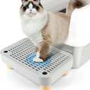 Litter Box Step, Cat Step/Ramp/Catcher with Wooden Base, Filter Function, Easy to Clean, Ideal for Kitten & Elderly Cats (Light Grey)