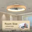 20 Ceiling Fan with Light, Dimmable LED Timing with Remote Control, 5 Invisible Reversible Blades Semi Flush Mount Low Profile Fan (Wooden Frame)
