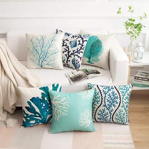 famibay Decorative Pillow Cover Ocean Park Theme Square Cotton Linen Throw Pillow Case Cushion Cover 18 x 18 Pack of 6 18"x18"