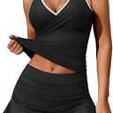 Aqua Eve Women's Two Piece Tankini Swimsuit with Skirt -Tummy Control Ruched Bathing Suits Twist Front Swimdress 2026 L