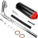 FVRITO Exhaust Muffler Silencer Pipe Assembly Kit for 70cc 90cc 110cc 125cc CRF50 XR50 SSR SR110 Roketa Taotao DB14 DB10 X-PRO DB-X20 SDG Coolster Chinese Mini Pit Dirt Bike Motocross Parts Red