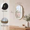 Gold Scalloped Mirror, 30''L×18''W Oval Wavy Wood Framed Mirror for Wall Decor, Hanging Leaning for Bathroom, Nursery, Entryway, Vanity, Living Room
