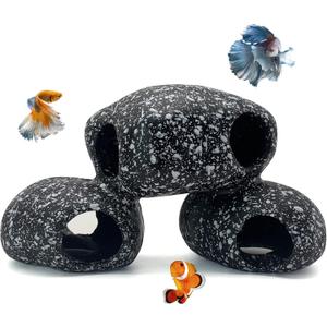 Hamiledyi Cichlid Rock Cave Betta Hideout Resin Aquarium Decoration Caves Small Fish Shelter Stone Hideaway Resin Fish Tank Accessories Ornaments for Crayfish Aquatic Breed Rest Play