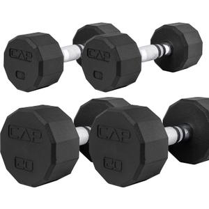 CAP Barbell Coated Dumbbell Weight | Multiple Options Pairs & Sets 20lb x2 , 5lb x2