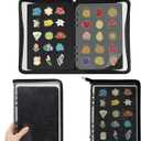 Pin Display Book Enamel Pin Collection Holder Trading Book with 8-Page Display Boards A5 Brooch Pin Storage Organizer Binder Album for Travel Collectors (Glittery Black Cover)