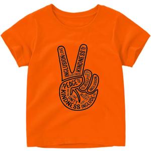 Unity Day Anti Bullying Orange Shirt Children Be Kind T-Shirt Gesture Inspirational Letter Quotes Pattern Children Tee Top