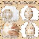 Bencailor 16 Pcs Easter Party Decorations Eggs Bunny Paper Lanterns Set Spring Easter Hanging Lantern Decor for Home Indoor Outdoor Ceiling Decor Spring Birthday Party Supplies(Brown, Khaki)