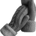 Whiteleopard Women's Winter Gloves Warm Lining - Cozy Wool Knit Thick Gloves Mittens (Dark Gray)