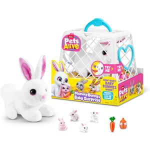 Pets Alive Mama Bunny & Baby Surprise, Series 1, Electronic Pet for Girls, Mail Box, 11.38 inches