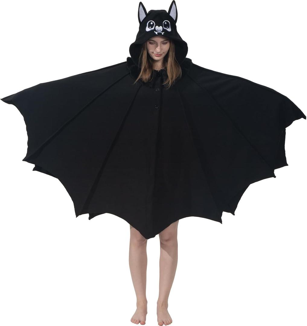 Cozy Bat Costume - Halloween Party Cosplay Hooded Blanket Cape with Bat Wings for Women and Men
