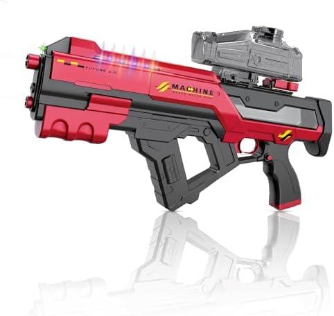 Eayaele Electric Water Gun with LED Chasing Lights, 35 FT, Automatic & Manual Dual Mode High Powered High Capacity Squirt Guns for Adult Kid (Red)