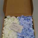 20 Pcs Blue and White Hydrangea Artificial Flowers Bulk, Faux Hydrangea Flowers Heads, Artificial Fake Silk Hydrangea Flowers with Stems, White Flowers Artificial for Decoration Wedding Dcor