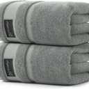 REDKISS Large Bath Towels Set 2 Piece, 100% Cotton, 31x63 in,Heavyweight 760GSM, Highly Absorbent & Quick Dry, Super Soft Luxury Bath Towel for Bathroom,Hotel Collection - Gray (Grey)