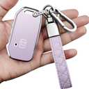 Sindeda for Kia Key Fob Cover,with Leather Keychain Protector Compatible with Cerato Ceed Forte NIRO Sorento Seltos Sportage Soul Telluride Remote/Smart Key,Key Fob Shell (Purple)