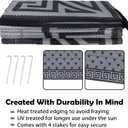 SAND MINE Reversible Mats, Plastic Straw Rug, Modern Area Rug, Large Floor Mat and Rug for Outdoors, RV, Patio, Backyard, Deck, Picnic, Beach, Trailer, Camping (9' x 18', Black & Grey)