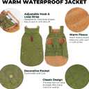 Dog Winter Coat, Warm Dog Jacket Windproof Waterproof Pet Cold Weather Coats for Small Dogs, Turtleneck Fleece Lined Dogs Clothes with Leash Hole, Green Medium