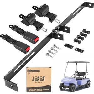 10L0L Universal 2 Passenger Golf Cart Seat Belt Bracket Kit for EZGO, Club Car, Yamaha, Fits Front Seat, with Bracket