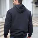 Men's Casual Pullover Hoodies Long Sleeve Knitted Hooded Sweatshirts Black, 2XL