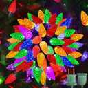 50LED C6 Christmas Lights 23FT Connectable Plug-in String Lights for Indoor Outdoor Xmas Tree Garden Patio Party Decor Multi-Color