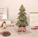 LALALANHOME Christmas Tree Tabletop Decorations Resin Christmas Tree Sign Winter Snow Ornament Tabletop Resin Tree Xmas Centerpiece Decoration for Indoor Home Office Holiday