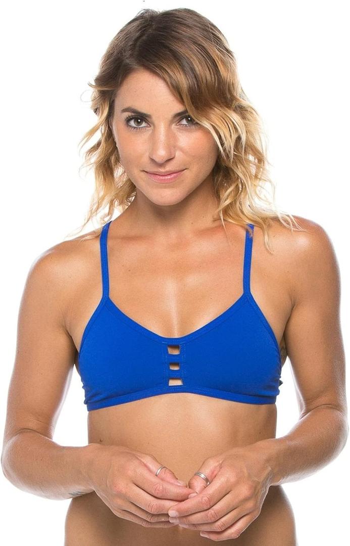 JOLYN Tomcat Tie-Back Athletic Bikini Top for Competitive Swimming, Lifeguarding, Full Coverage Women's Swimsuit Top S