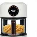 4.7QT Glass Air Fryer, 360° Viewable Glass Air Fryer Non Toxic, 6-IN-1 Preset Cook Modes, Digital Display, Adjustable Temp 100F - 400F, Nonstick, Dishwasher Safe, White