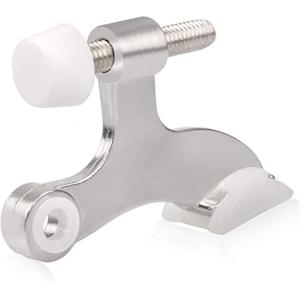 HOMOTEK 8 Pack Hinge Pin Satin Nickel Door Stopper,Adjustable Deluxe Heavy Duty Door Stopper 2-1/2"x1-3/4,with White Rubber Bumper Tips