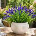 Artificial Flowers for Outdoors, 8 Bundles Faux Silk Spring Flowers for Outside for Planter Front Door Porch Yard Patio Window Box Home Decor (8pcs-Purple)