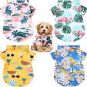 Weewooday 4 Pieces Small Pet Summer T-Shirts Hawaii Style Floral Pet Dog Shirt Breathable Cool Clothes Beach Seaside Puppy Sweatshirt for Puppy(Lovely Style,Small)