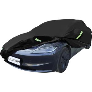 Car Cover for Tesla Model 3, Custom Fit Waterproof All Weather Full Exterior Cover Rain Snow UV Protection with Door Zipper Charging Port (Black)
