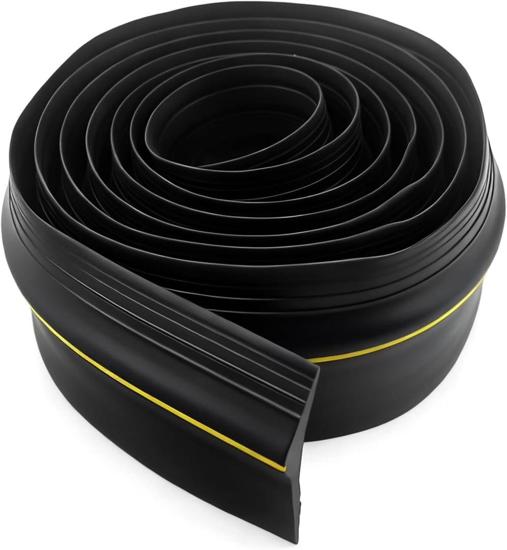 Garage Door Threshold Seal 20FT - Rubber Weatherproof Strip, Water-Resistant Bottom Seal Replacement for Standard Garage Doors, No Adhesive (Black+Yellow)