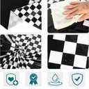 Oudain 3 Pcs Cars Birthday Party Supplies Racing Party Decorations Round Racing Tablecloth Checkered Flag Table Covers Road Plastic Table Cloth, 1950s Disco Dancing Party Tablecloth (Black)