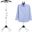 Abiglifty 34-63 Inch Adjustable T Shirt Display Adult for Vendors, Portable Hanging Black Metal Clothes Display, Hanger Rack for Clothing Dress