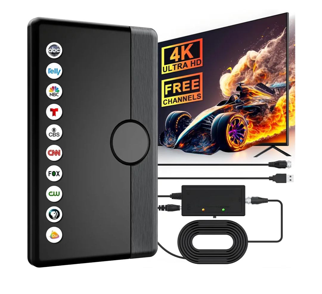 TV Antenna Indoor Outdoor 2026 for Smart/Old TV for Long Range 360° Reception and Local Channels Digital HD Antenna with Amplifier Signal Booster Supports 8K 4K 1080p - 26.2 ft HDTV Coax Cable