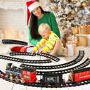 Shemira Christmas Train Set, Train Toys for Boys Girls,Toy Train with Light Smoke and Sound, Steam Train Set for Around Christmas Tree, Toys Gifts for 3 4 5 6 7 8+ Year Old Kids