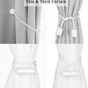 4 Pack White Strong Magnetic Curtain Tiebacks Outdoor Elegant Decorative Tie Backs Modern Rope Tiebacks for Drapes Window Curtain Holdbacks for Draperies