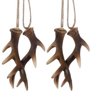 Vercraft 2 Pairs of Deer Antler Ornaments Deer Antler Car Mirror Hanger Hunting Ornaments for Cars Trucks Trees Rustic Faux Hunting Outdoors Home Decor for Hunters (Brown,Classic)