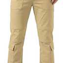 GINGTTO Mens Cargo Pants Slim Fit Stretch Skate Casual Pants for Men Boot Cut Streetwear Khaki Size 32