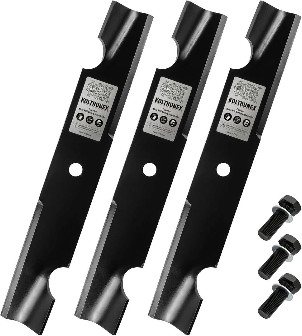 High Lift 16-1/2" Mower Blades for Bad Boy 48 Inch Deck, Replacement for OEM 038-4826-00 038-0075-00 038-4827-06, Circle Center Hole 3PCS with Bolts and Washes