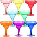 48 Packs Plastic Clear Margarita Glass Cups Bulk 8 Colors 12 oz Disposable Cinco De Mayo Party Decoration for Fun Taco Party Supplies, Neon Cocktail Cups, Mexican Theme for Carnivals, Dia De Muertos