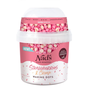 Nad's Waxing Dots - Strawberries & Cream Hard Wax Beads - Microwaveable No-Strip Formula For Women