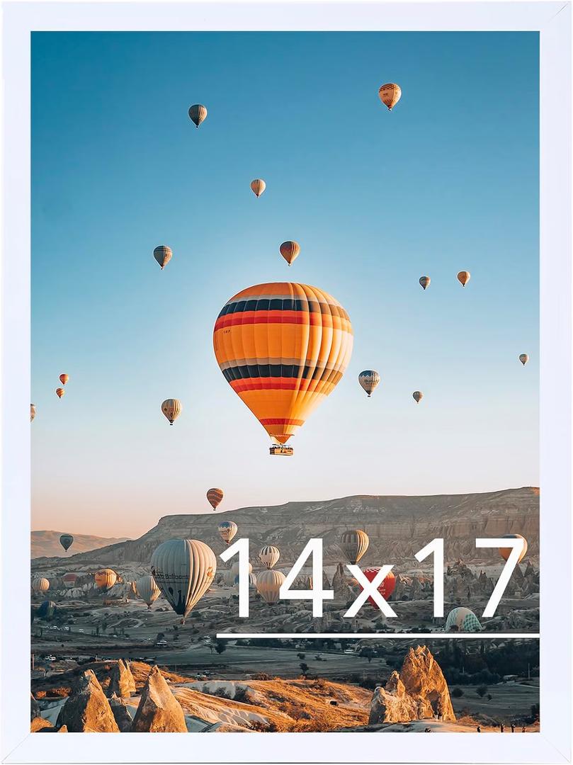 JCJMY 14x17 Picture Frame White for Poster Photo Picture, Horizontal and Vertical Formats for Wall Hanging, 14 x 17 Wall Gallery Poster Photo Frame for 14 by 17 Photos Posters, White